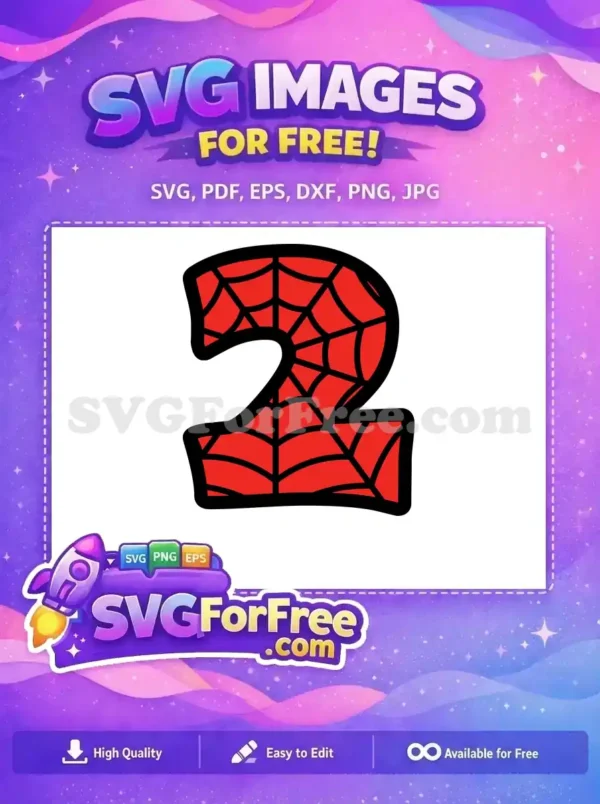 Free Red Web Number Two Free Spiderman Free SVG