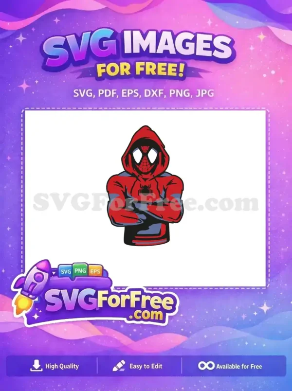 Free Hoodie Spiderman Free Crossed Arms Superhero Free SVG