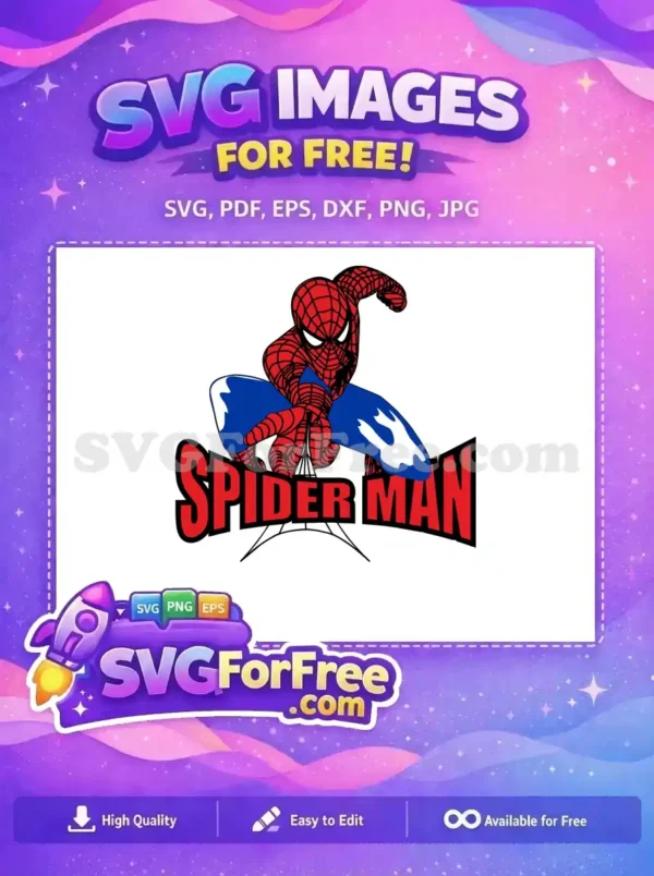 Free Crouching Pose Free Red and Blue Spiderman Free SVG 1