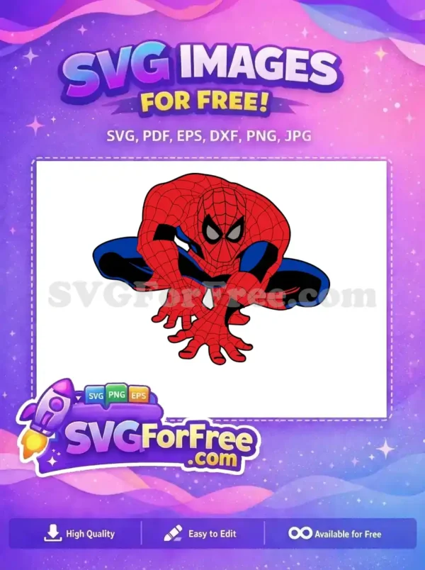 Free Crouching Hero Free Red Blue Spiderman Free SVG 1