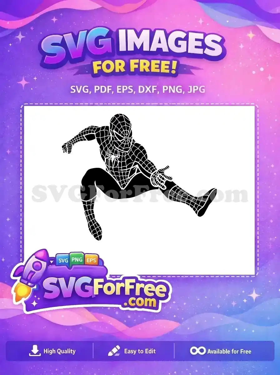 Free Black Suit Free Leaping Pose Spiderman Free SVG
