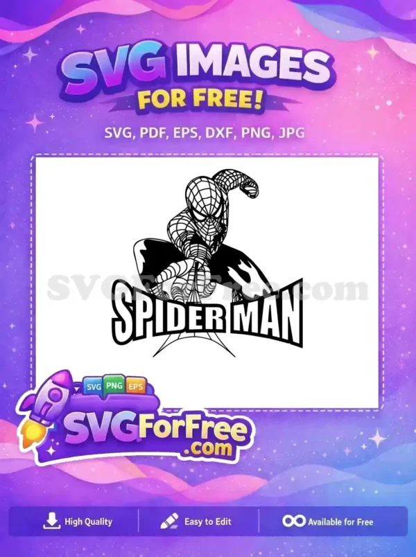 Free Leaping Hero Free Black and White Spiderman Free SVG