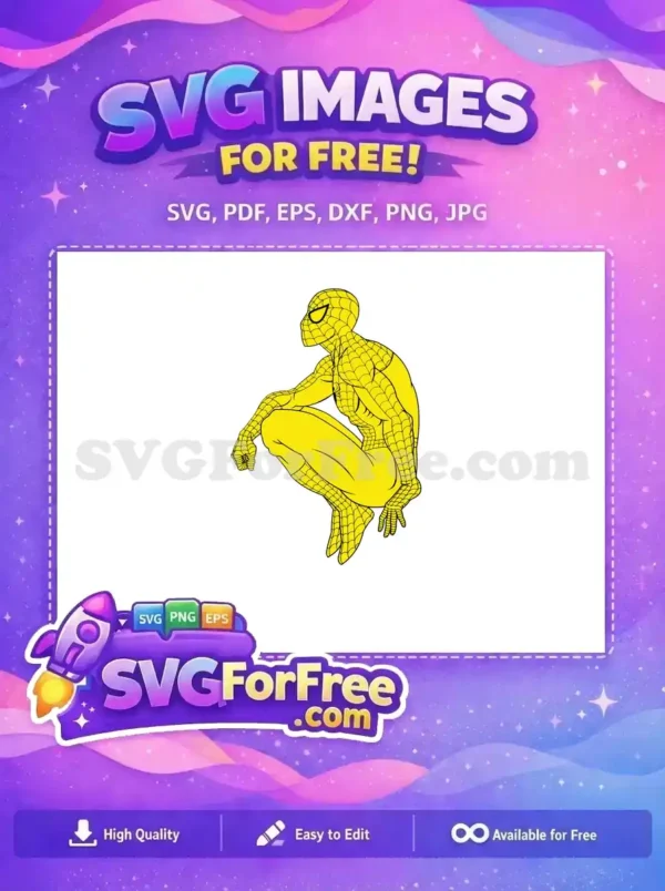 Free Crouching Pose Free Yellow Suit Spiderman Free SVG