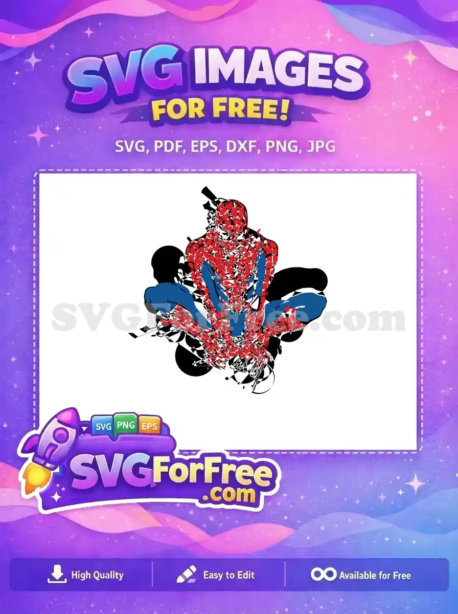 Free Crouching Hero Free Red Blue Spiderman Free SVG 2