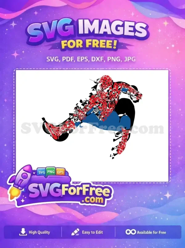 Free Red Webbed Suit Free Leaping Pose Spiderman Free SVG 1