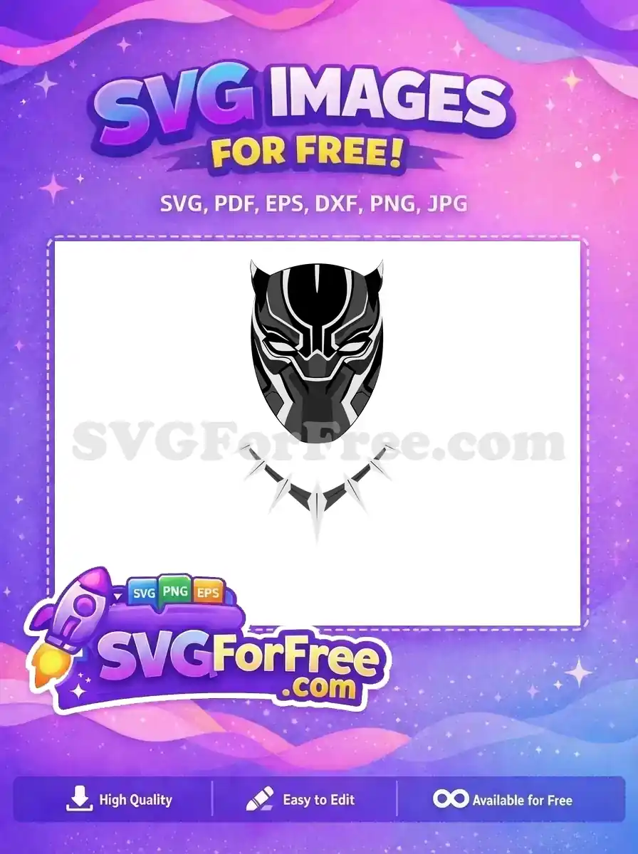 Free Black Panther Mask Free Necklace Detail Movie Free SVG 1