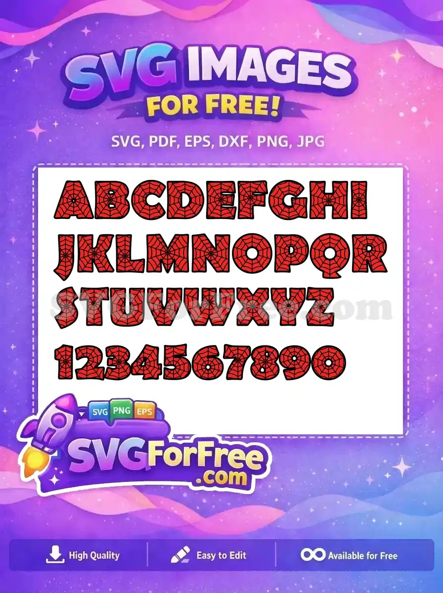 Free Red Web Free Alphabet Numbers Spiderman Free SVG