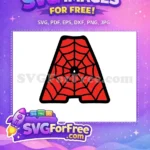 Free Red Web Free Letter A Spiderman Free SVG - Instant Download