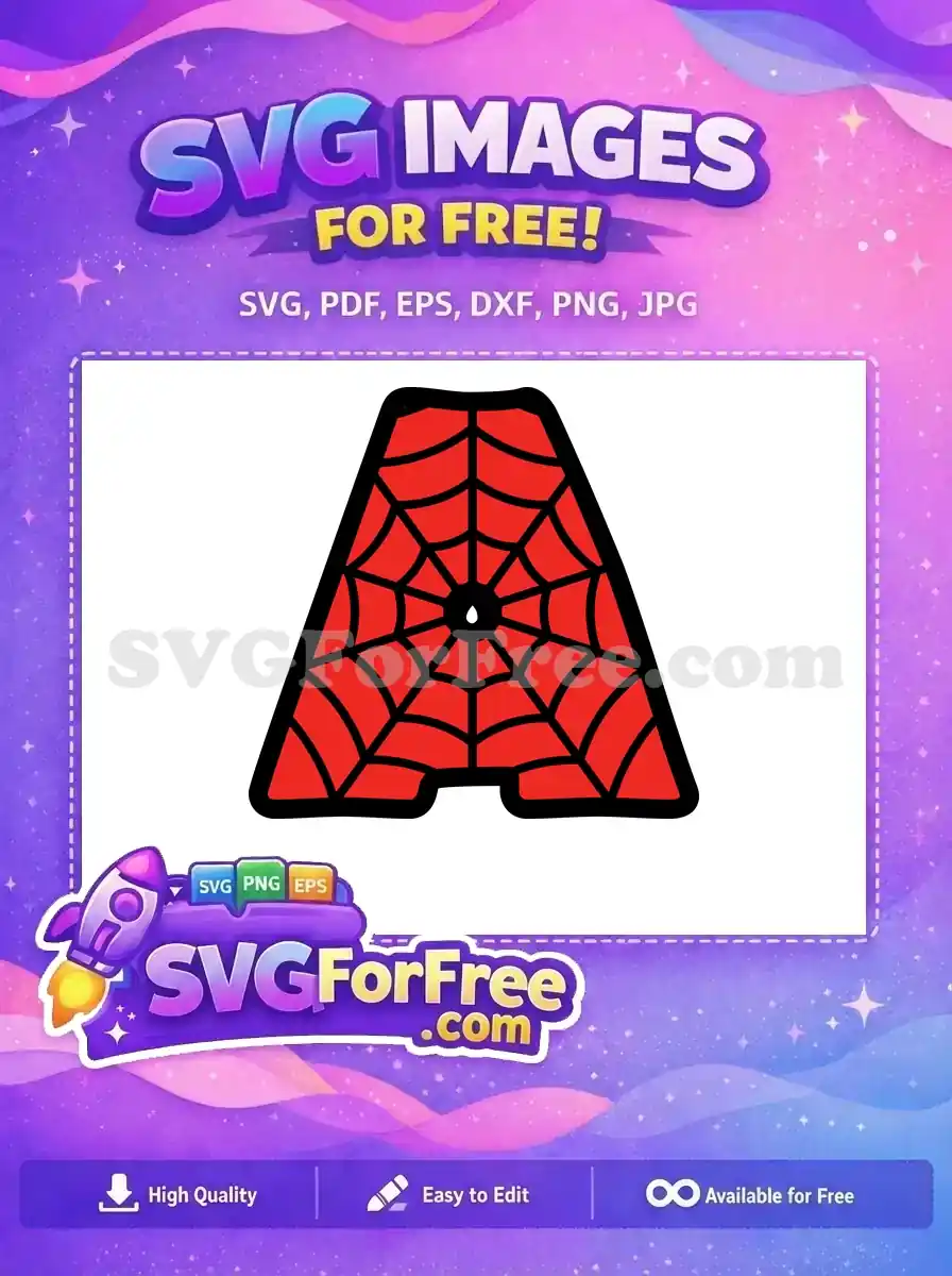 Free Red Web Free Letter A Spiderman Free SVG
