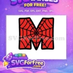 Free Red Web Free Letter M Spiderman Free SVG - Instant Download