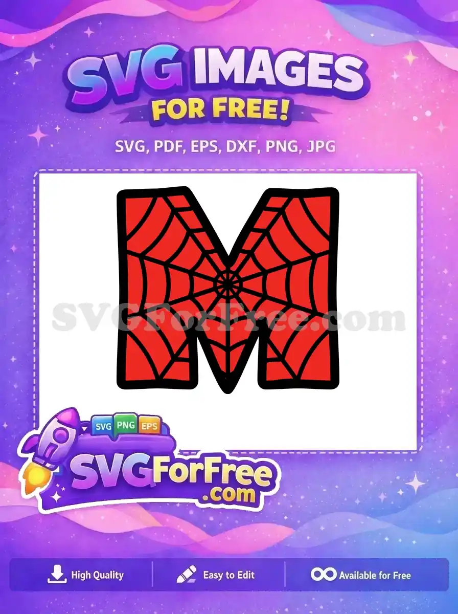 Free Red Web Free Letter M Spiderman Free SVG