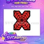 Free Red Web Free Letter X Spiderman Free SVG - Instant Download