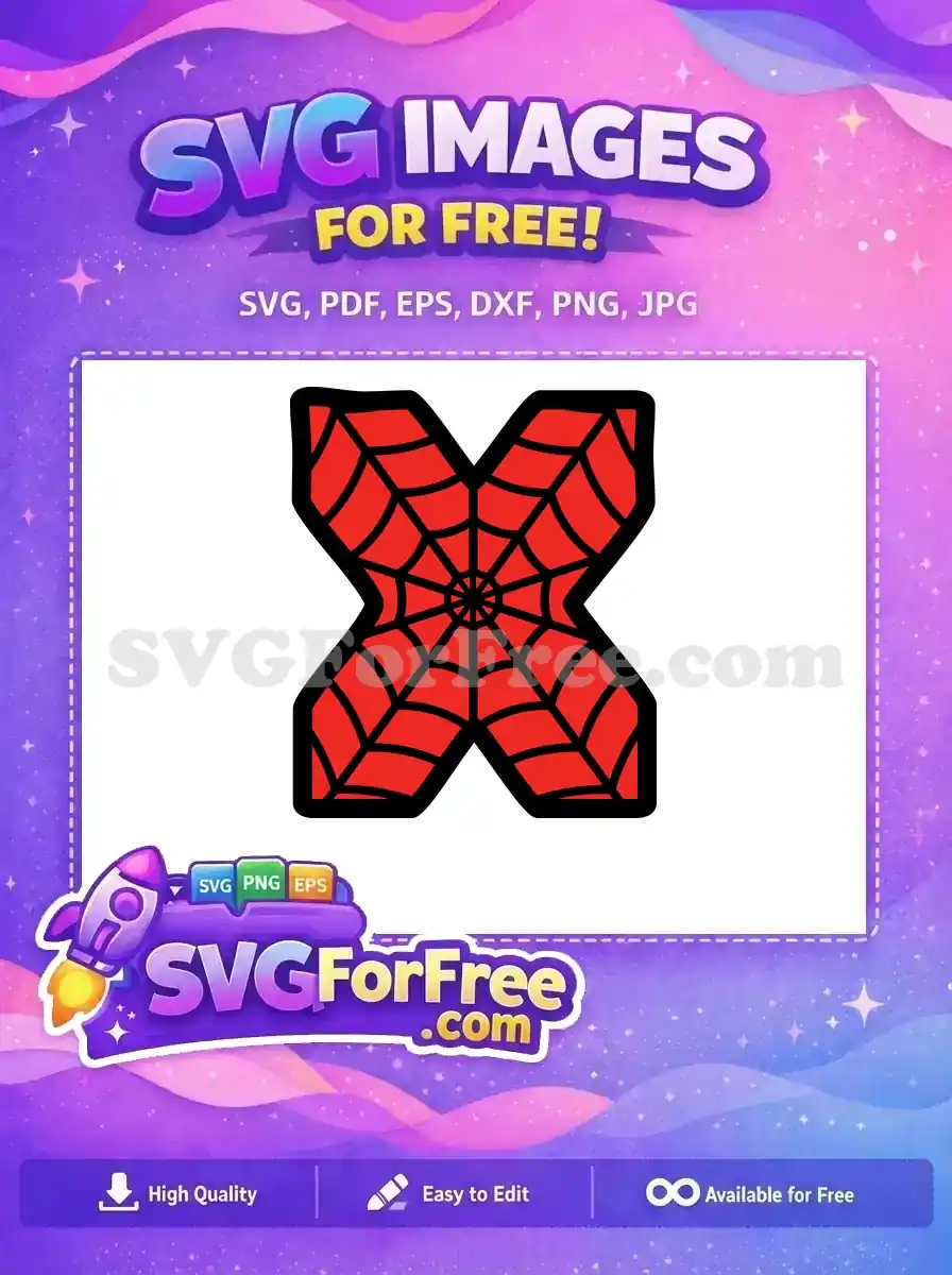 Free Red Web Free Letter X Spiderman Free SVG