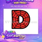 Free Red Letter D Free Spiderman Web Alphabet Free SVG - Instant Download