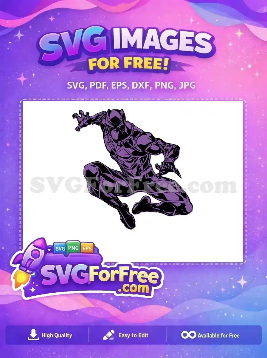 Free Purple Black Panther Free Crouching Pose Spiderman Free SVG