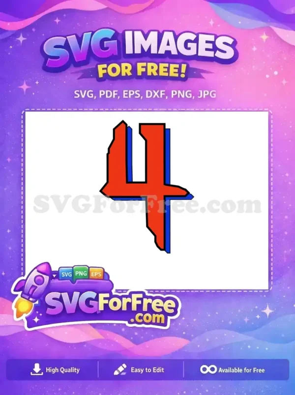 Free Red Number Four Free Blue Shadow Spiderman Free SVG