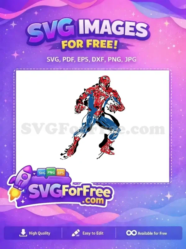 Free Dynamic Pose Free Red Blue Spiderman Free SVG 1