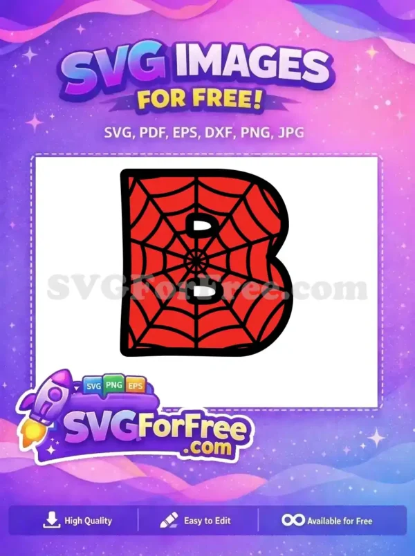 Free Letter B Free Red Webbing Spiderman Free SVG