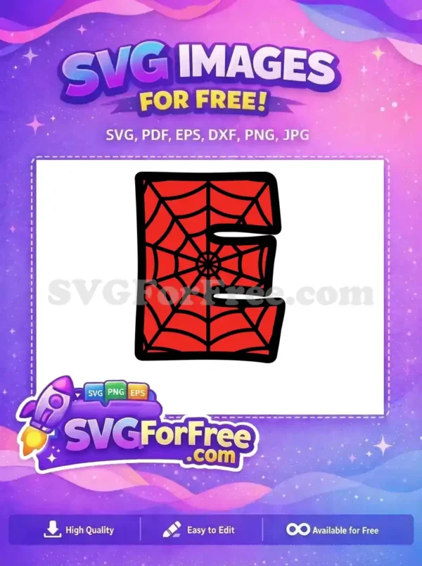 Free Red Web Free Spiderman Web Letter E Free SVG
