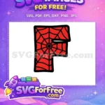 Free Red Web Free Letter F Spiderman Free SVG - Instant Download