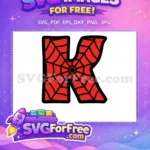 Free Red Webbing Free Letter K Initial Spiderman Free SVG - Instant Download