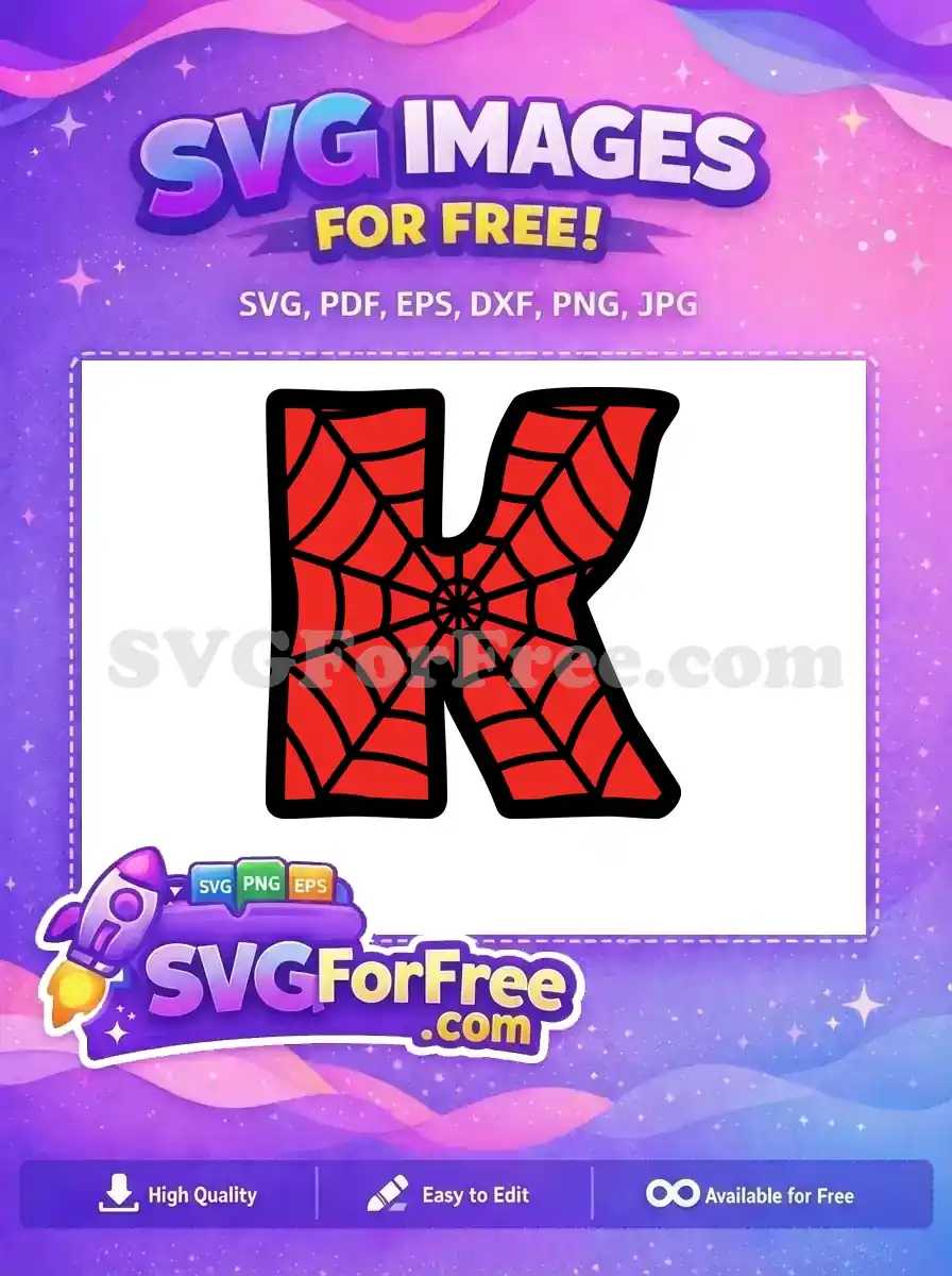 Free Red Webbing Free Letter K Initial Spiderman Free SVG
