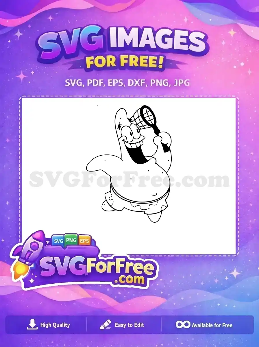 Free Smiling Patrick Star Free Catching Jellyfish SpongeBob Free SVG