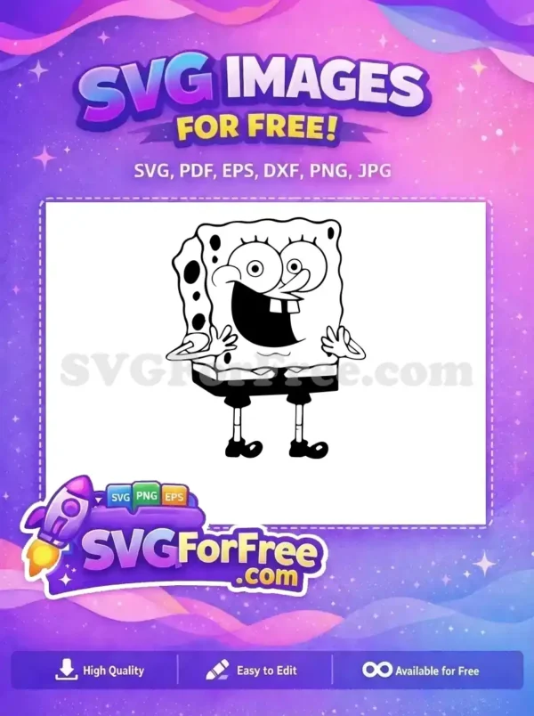 Free Smiling Face Free Cartoon Outline SpongeBob Free SVG