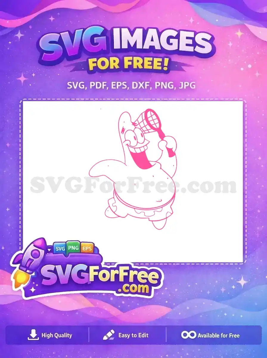 Free Pink Patrick Starfish Free Catching Jellyfish Spongebob Free SVG