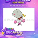 Free Cheerful Pearl Cheerleader Free Pink Pom Poms Spongebob Free SVG - Instant Download