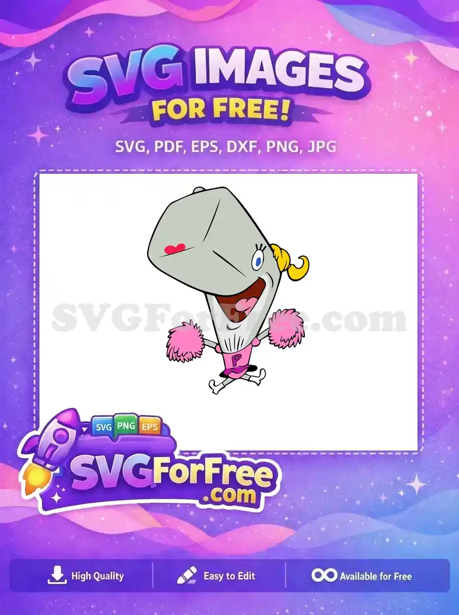 Free Cheerful Pearl Cheerleader Free Pink Pom Poms Spongebob Free SVG