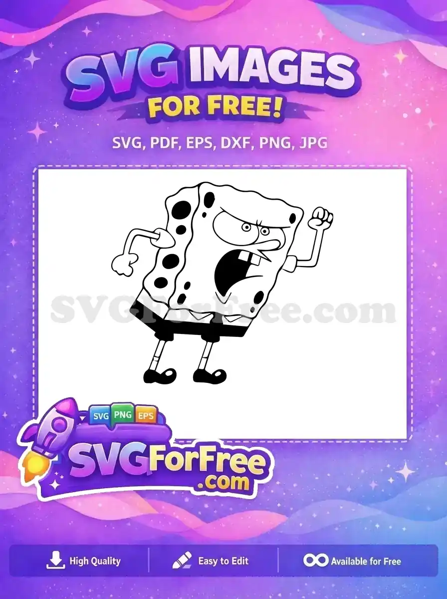 Free Angry Expression Free Fist Raised SpongeBob Free SVG 1