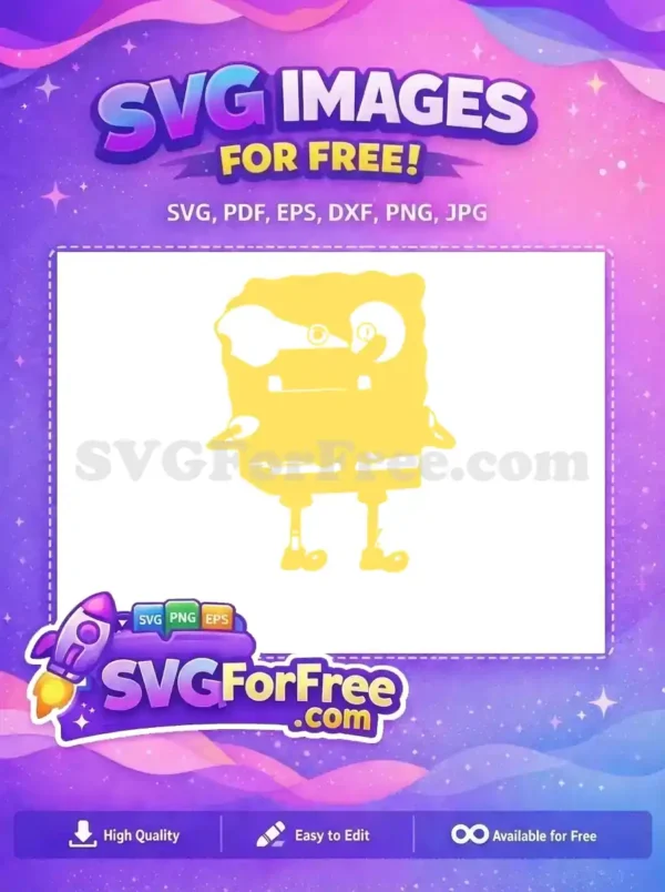Free Yellow Silhouette Free SpongeBob SquarePants Cartoon Free SVG