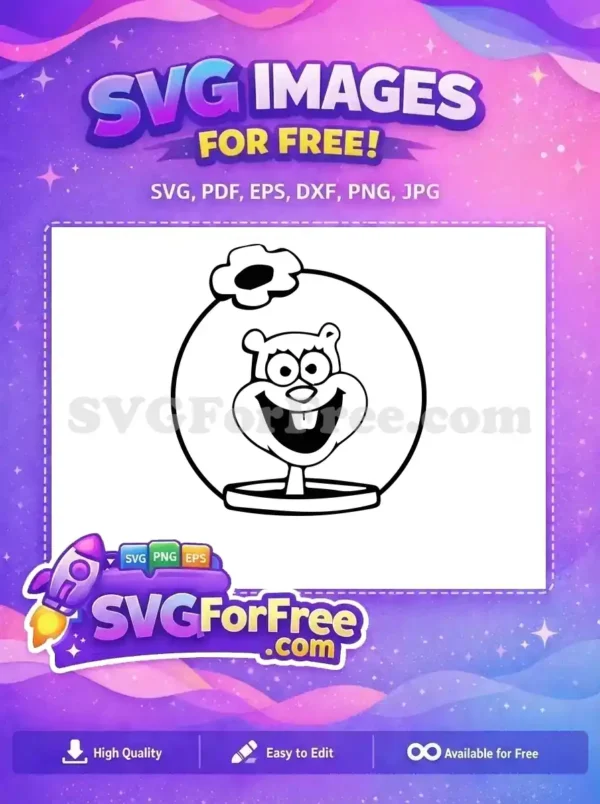 Free Smiling Sandy Cheeks Free Underwater Helmet SpongeBob Free SVG