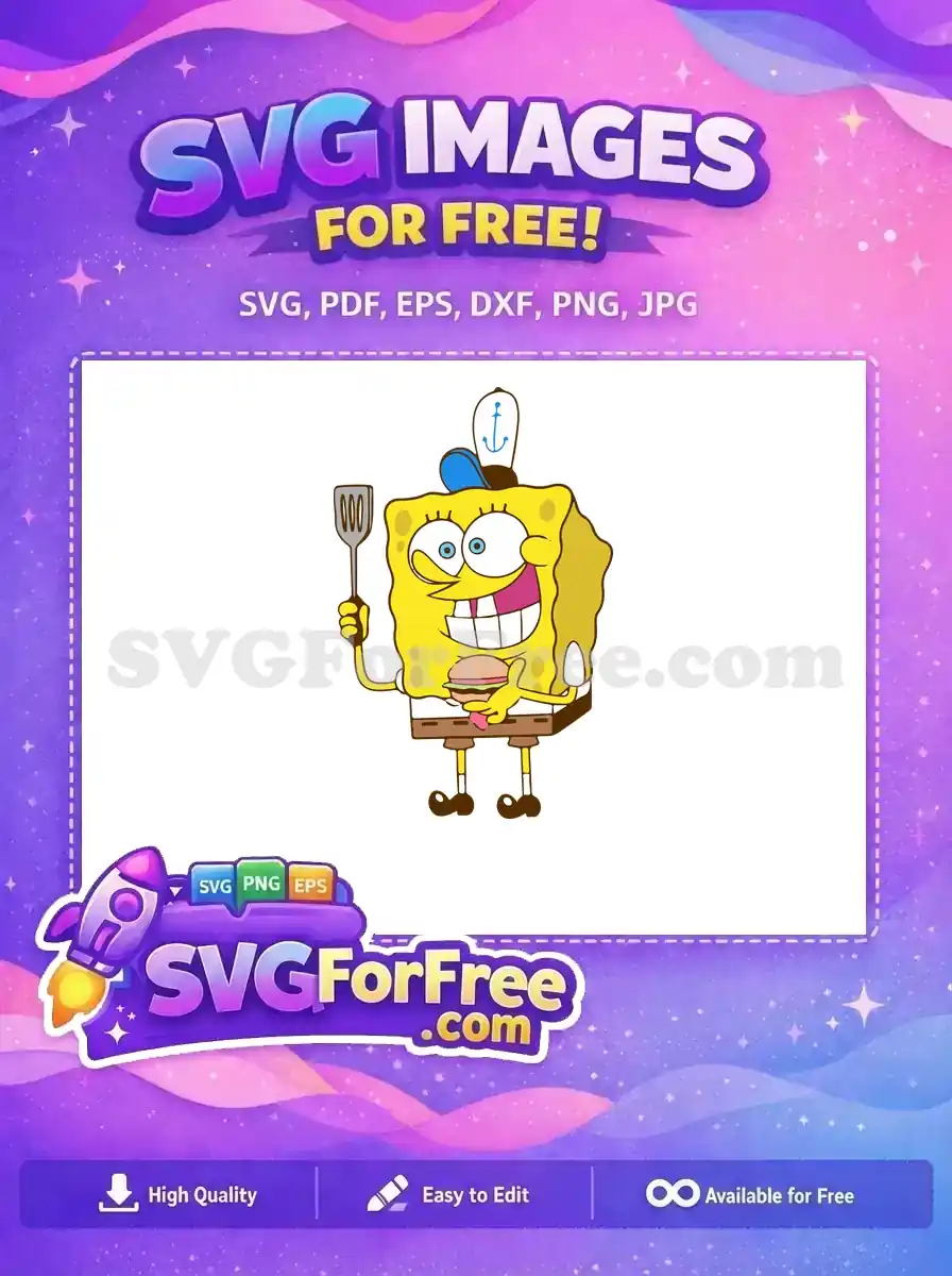 Free Smiling Chef Free Burger and Spatula SpongeBob Free SVG