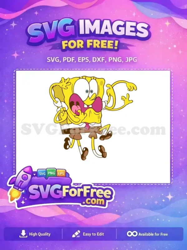Free Shocked Expression Free Pink Tongue SpongeBob Free SVG