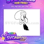 Free Squidward Line Art Free Angered Expression SpongeBob Free SVG - Instant Download