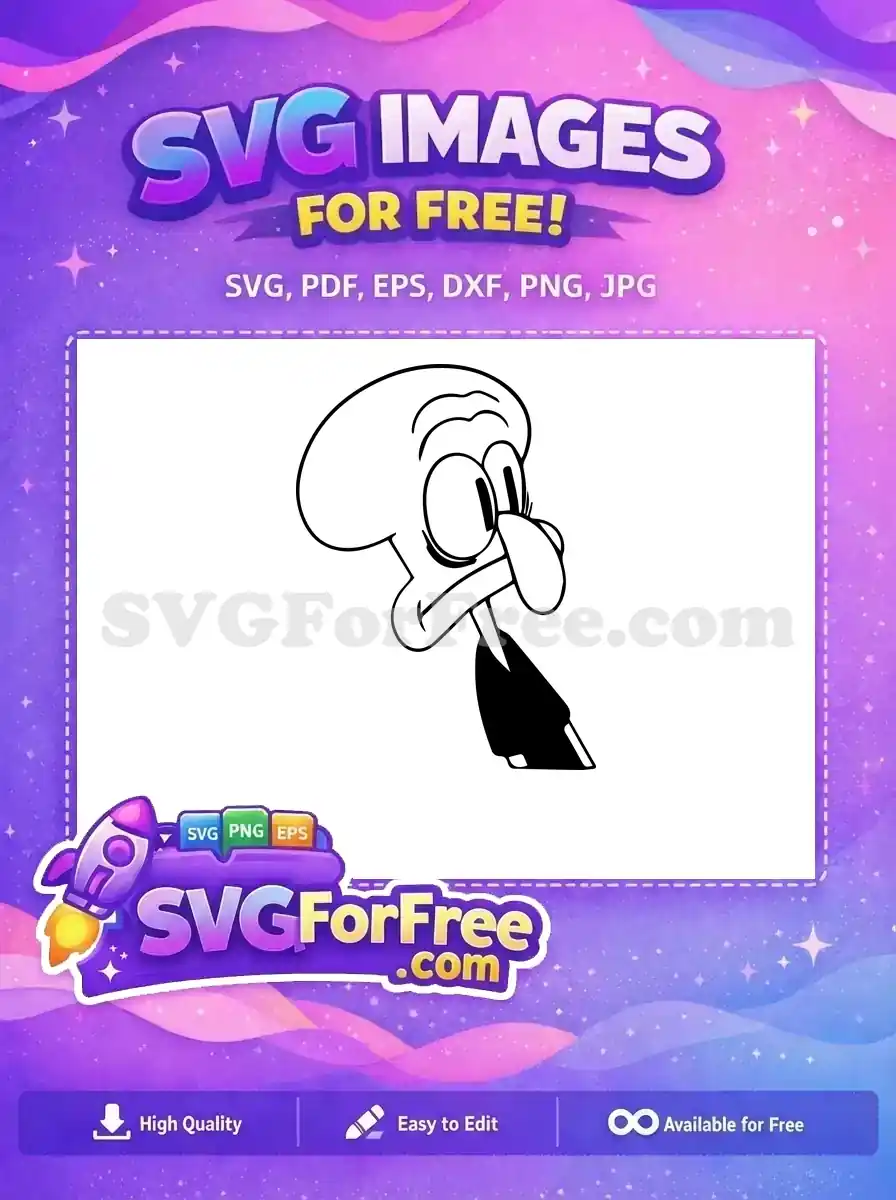Free Squidward Line Art Free Angered Expression SpongeBob Free SVG