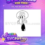 Free Squidward Annoyed Expression Free Black Outline Spongebob Free SVG - Instant Download