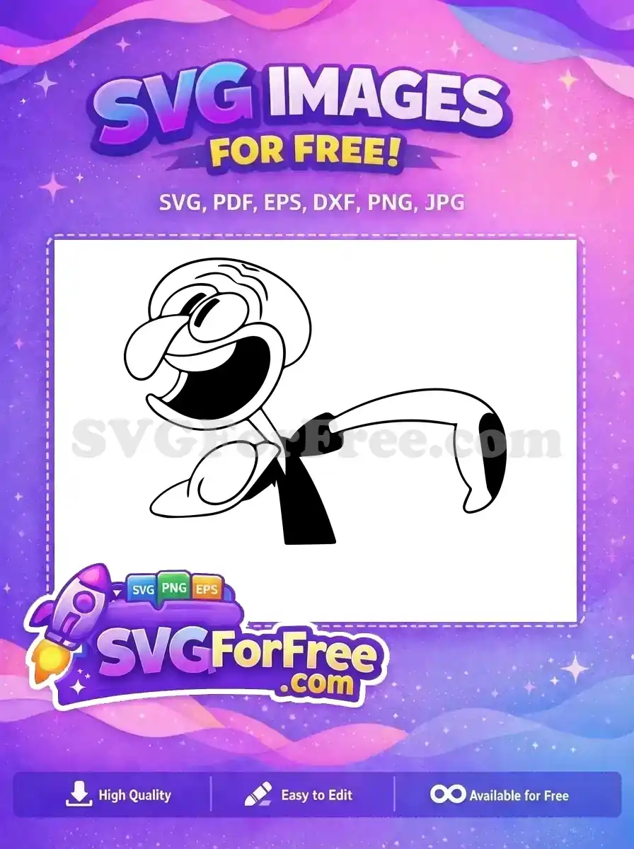 Free Squidward Laughing Free Black Tie SpongeBob Free SVG