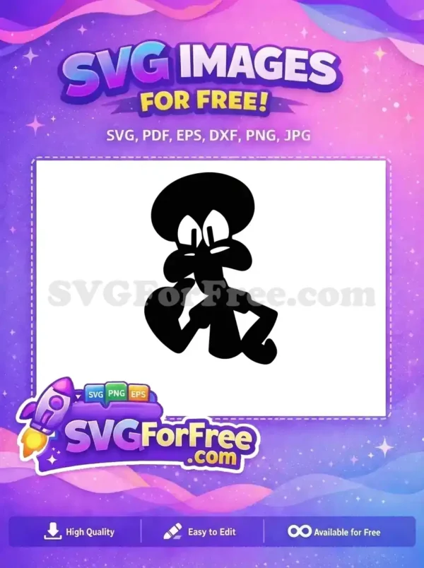 Free Thinking Squidward Tentacles Free Monochrome Pose SpongeBob Free SVG