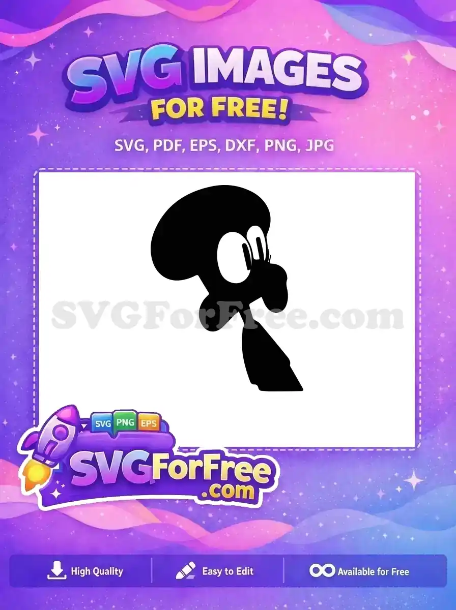 Free Squidward Silhouette Free Angry Expression Spongebob Free SVG