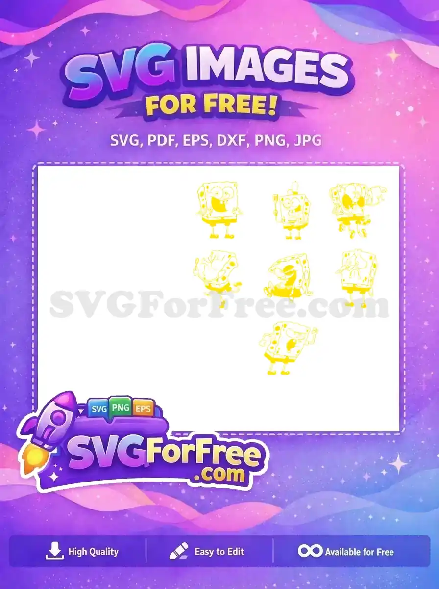 Free Expressions Poses Free Yellow SpongeBob Cartoon Free SVG