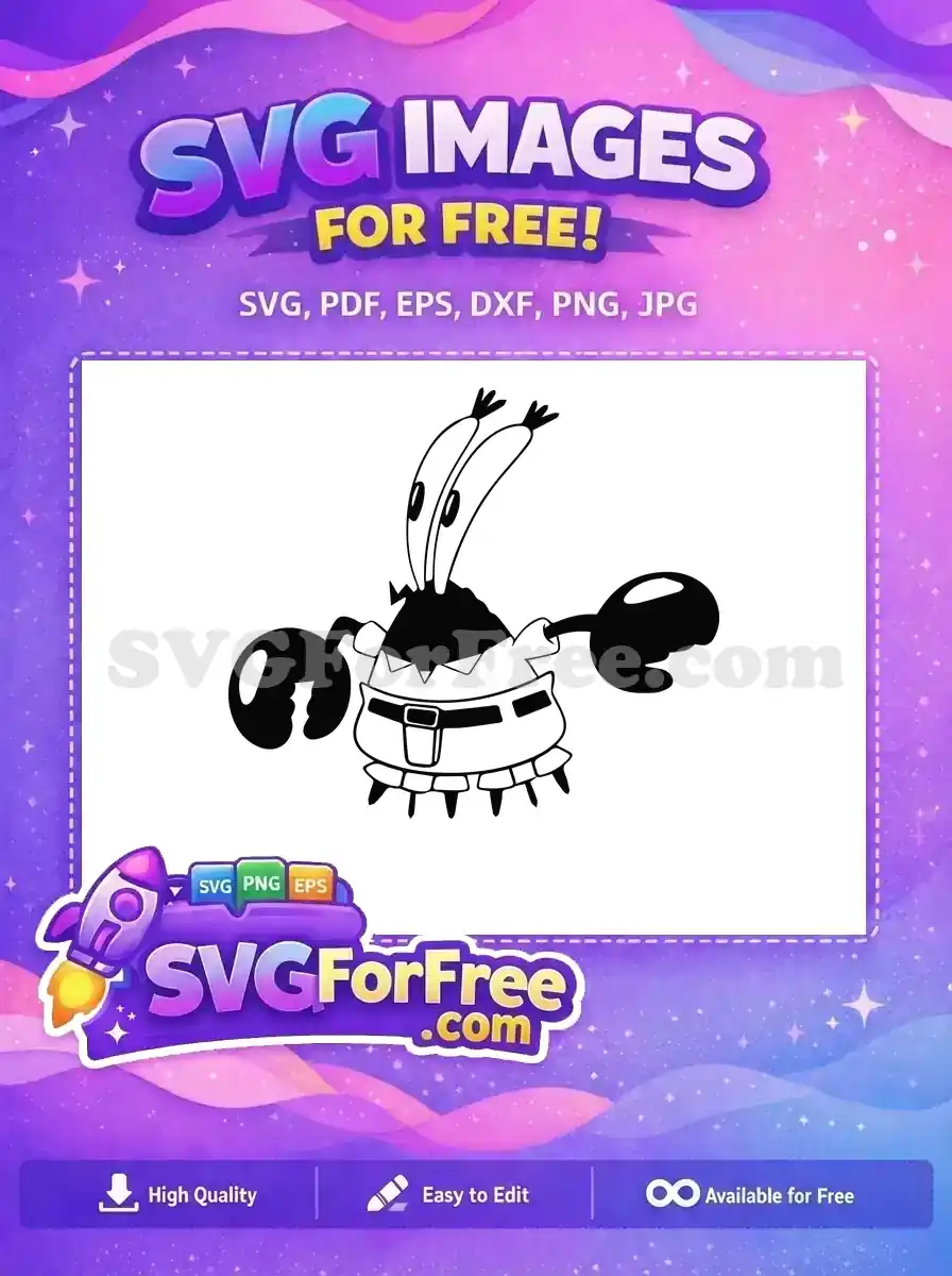 Free Mr Krabs Stalk Eyes Free Big Claws Black SpongeBob SquarePants Cartoon Free SVG