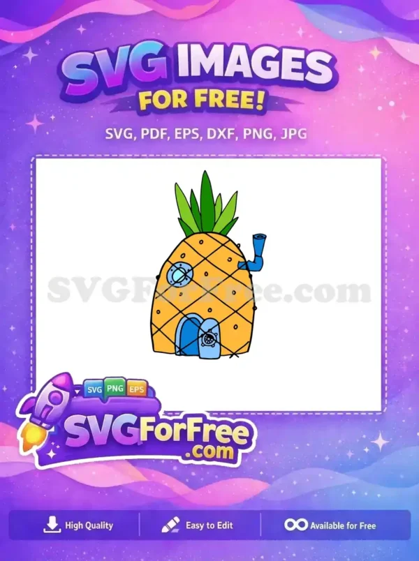Free Pineapple House Free Blue Details SpongeBob Free SVG