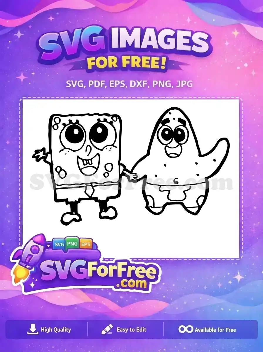 Free Smiling SpongeBob Free Patrick Holding Hands Cartoon Free SVG 2
