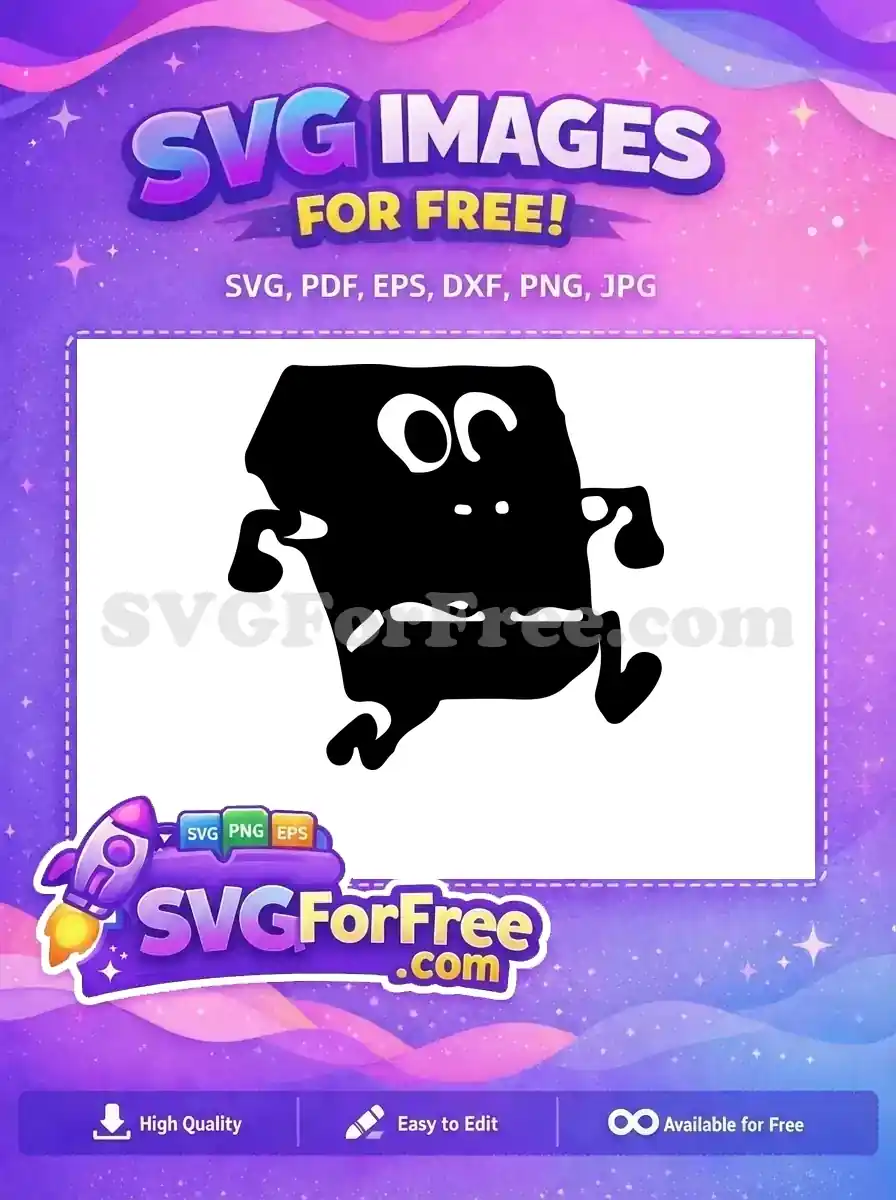Free Black Outline Free Running SpongeBob Cartoon Free SVG