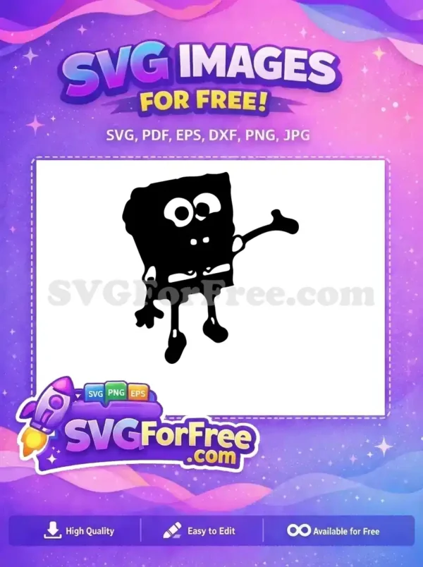 Free Outlined SpongeBob Waving Free Funny Cartoon Movie Free SVG