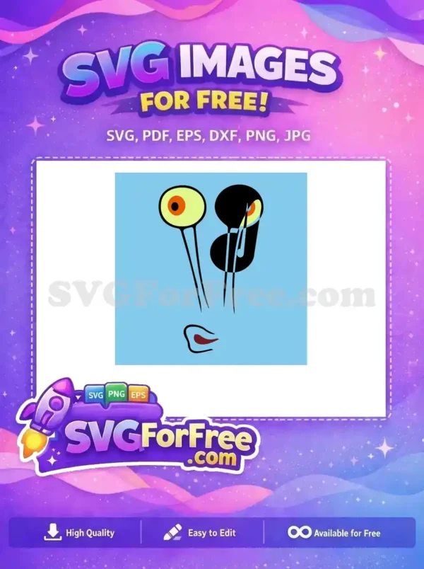 Free Squidward Tentacles Cartoon Face Free Minimalist SpongeBob Free SVG