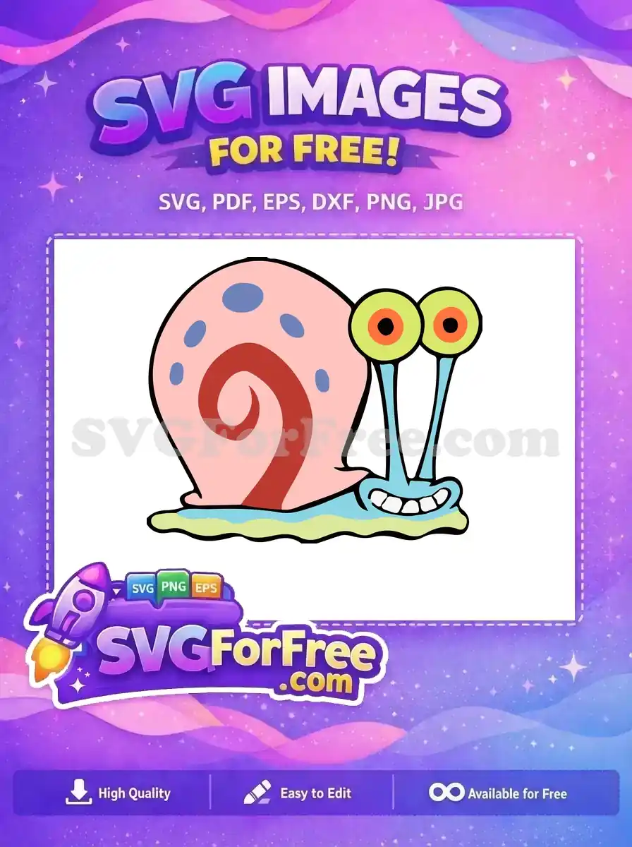 Free Pink Shell Free Smiling Gary Spongebob Free SVG